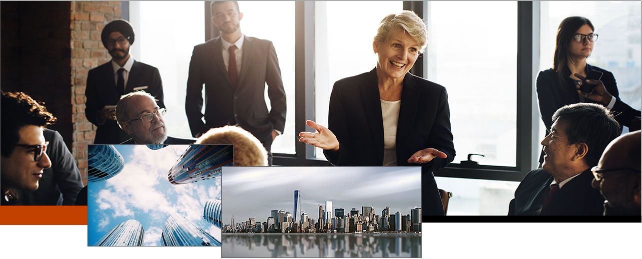 collage of business areas and business people